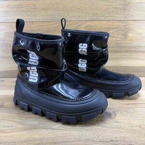 UGG Classic Brellah Mini Black Boots Girls 1 High Gloss Waterproof Chunky